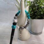 Leopard & Turquoise Silicone Wristlet and Pen