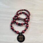 Black & Ruby Inhale Beaded Bracelet Set