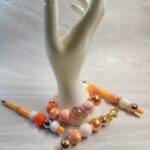 Peach, White & Orange Bubblegum Wristlet, Pens & Keychain Set